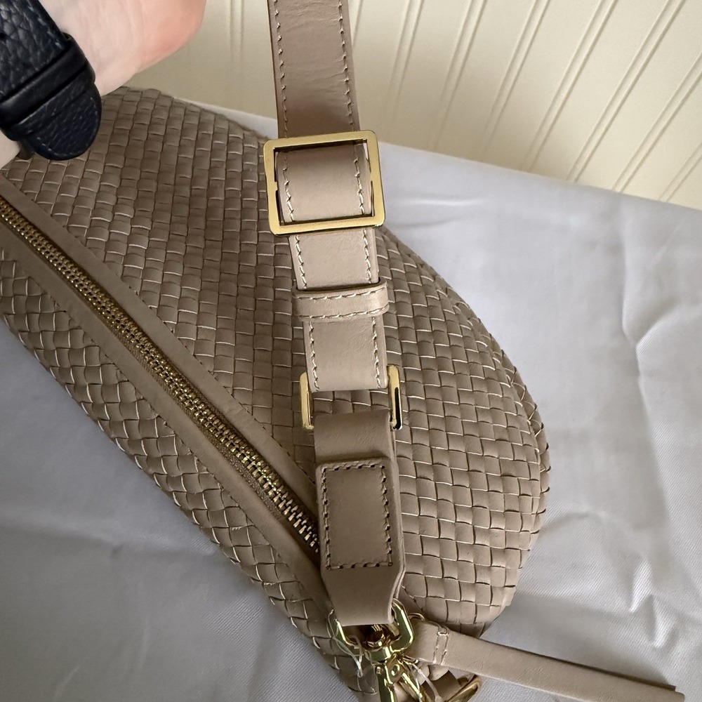 Quince Woven Leather Satchel in Taupe - Picture 13 of 14